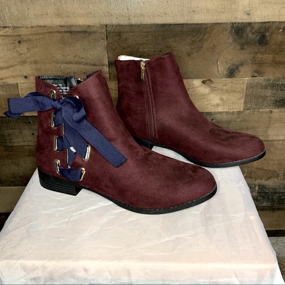 Ribbon laced ankle boot by Olivia miller